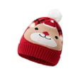 thumbnail image 2 of SYMOID Christmas Reindeer Knit Beanie Hat for Women Men, Red Winter Cuffed Cap with Pom Pom Hats,Size Free Size, 2 of 4