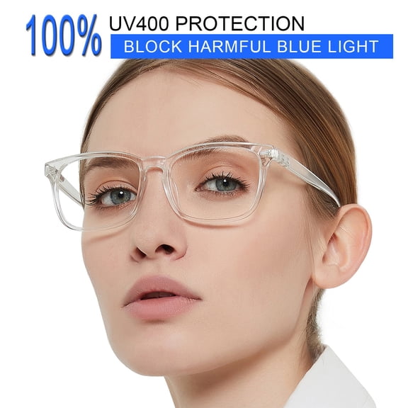 MARE AZZURO Computer Reading Glasses UV400 Blue Light Blocking Readers for Women Anti Eye Strain, Transparent