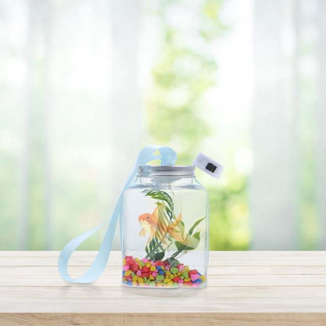 Bamboohart Small Aquarium Tank With Water Filtration And Heating System 1 Set 4.3x2.9x2.9in