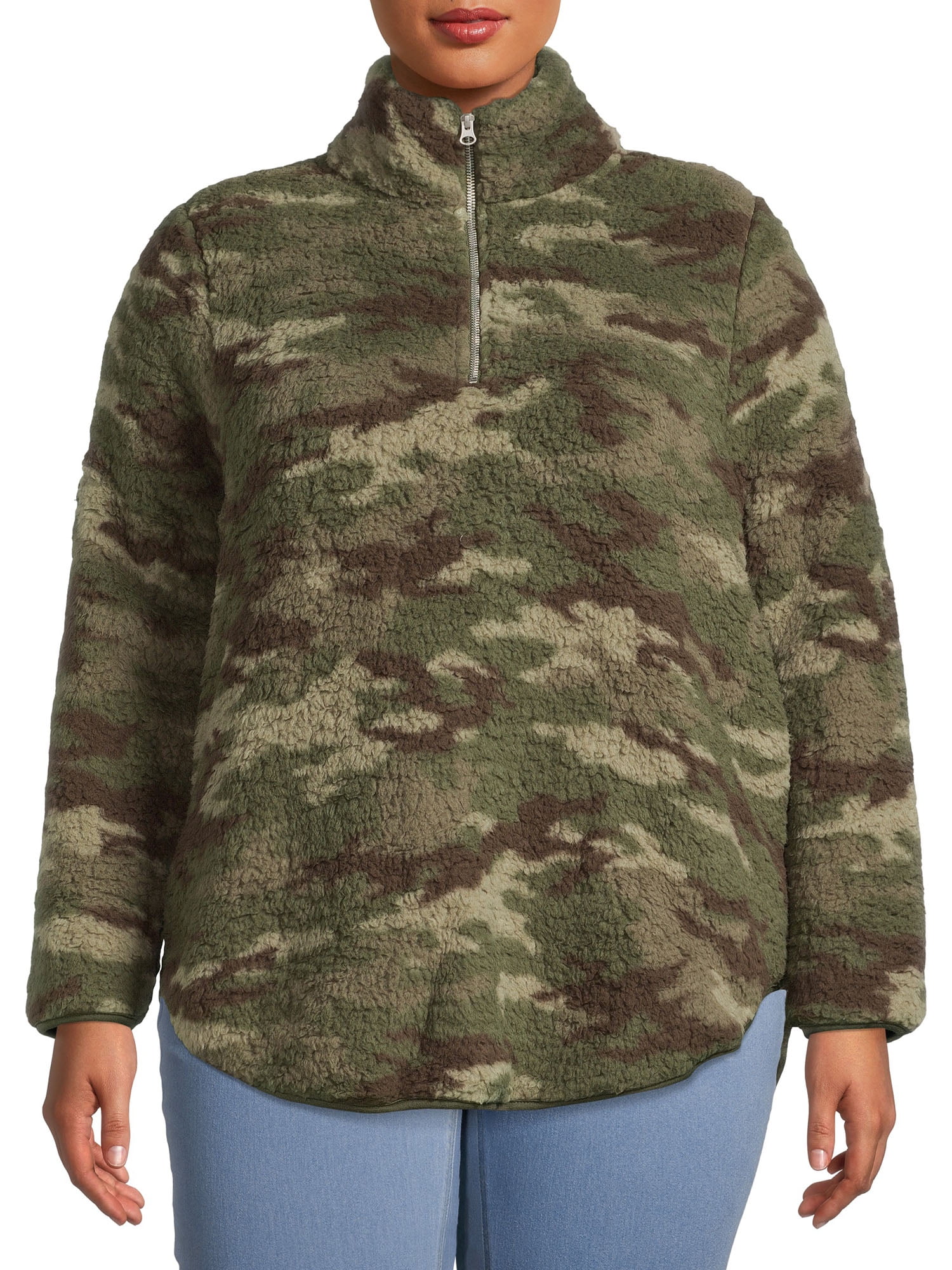 womens camo sherpa pullover