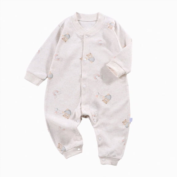 CAUYDY Baby Girls Sleepwear Newborn Clothes 0-3M 6-9M 12-18M Preemie Long Sleeved Romper Infant Girl Bodysuit Fall Winter Toddler Pajamas Sizes 12-18 Months,Khaki