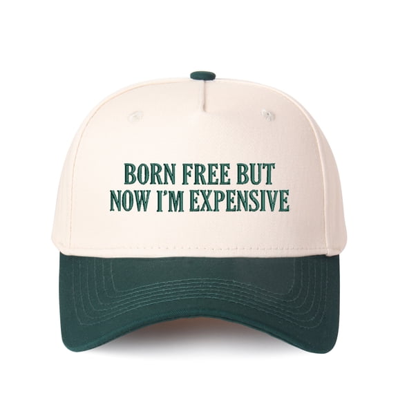 BORN FREE BUT NOW I'M EXPENSIVE Letter Embroidered Color Block Trucker Hat Unisex Adjustable Cotton Breathable Fashion Cap for Travel Daily Wear