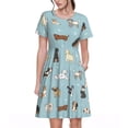 thumbnail image 1 of Easygdp Dog Pets para Vestido Transpirable de Mujer, Vestido Suelto de Manga Corta con Pliegues y Bolsillos para el Verano, 1 of 6