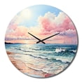 thumbnail image 4 of Designart "Rosy Shoreline Whispers" Nautical & Beach Oversized Wall Clock, 4 of 5