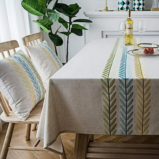 Xiao Hua Mantel rectangular elegante para cocina, comedor, decoración de mesa, diseño de plantas acuáticas, rectangular, 140 x 180 cm