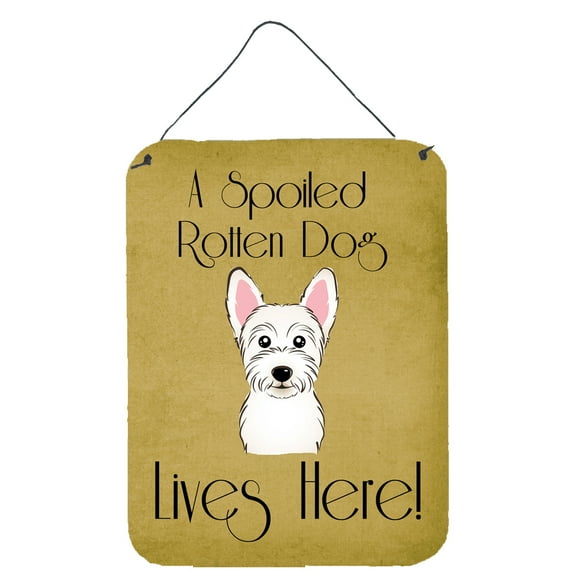 Caroline's Treasures BB1474DS1216 Westie Spoiled Dog Lives Here Wall or Door Hanging Prints, 12x16, multicolor