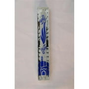 Judaica Kingdom IJ-MZ-MZ8230 Glass Mezuzah Case Blue Shin