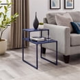 thumbnail image 2 of Walker Edison 16" Two Tiered Side Table Metal and Engineered Wood in Blue, 2 of 8