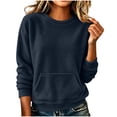 thumbnail image 2 of NominalSnugFuzzy Fleece Tops for Women Long Sleeve Shirts Crewneck Warm Pullover Tops Fall Winter Outfits, 2 of 8
