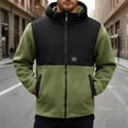 thumbnail image 2 of RYDCOT Men's Sherpa Polar Fleece Full Zip up Color Block Jacket with Hood Pockets Winter Warm Thick Outwear Coat Hiking Climbing Army Green, 2 of 9