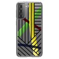 thumbnail image 1 of DistinctInk Clear Shockproof Hybrid Case for Galaxy S21 5G (6.2" Screen) - TPU Bumper, Acrylic Back, Tempered Glass Screen Protector - Abstract Lines and Paint Swatches, 1 of 2