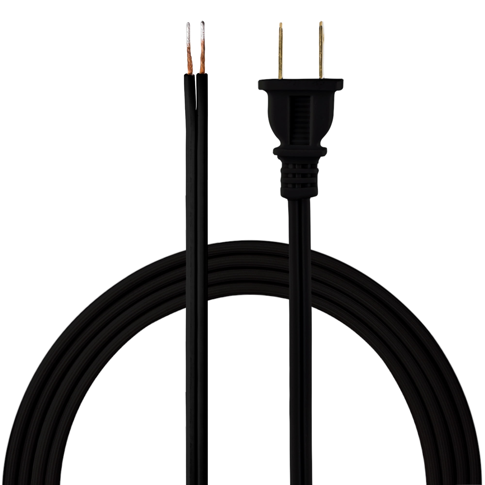 (2 pack) Hyper Tough 8ft Replacement Lamp Cord, 10A, Molded Plug, Black, 52210