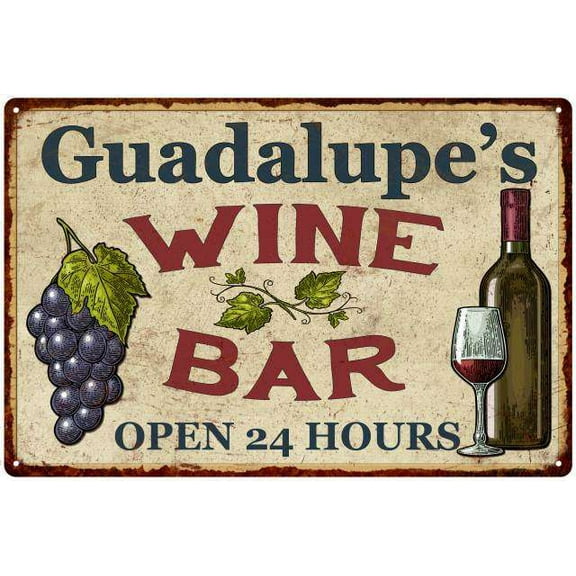 Guadalupe's Rustic Wine Bar Sign Wall Décor Kitchen Gift 8 x 12 Matte Finish Metal 108120056968