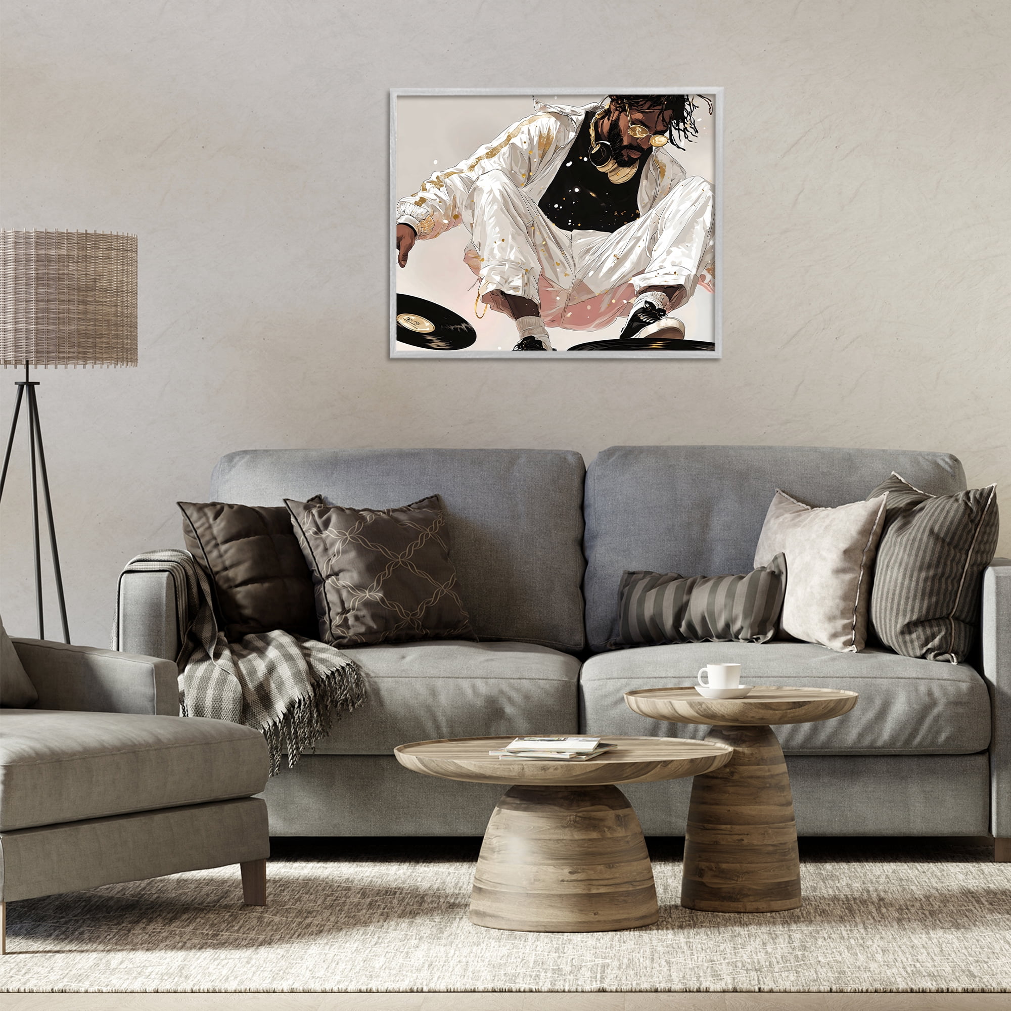 Stupell Industries Record Dance Stylish DJ Gray Framed Giclee Art, design by Franklyn Gregory