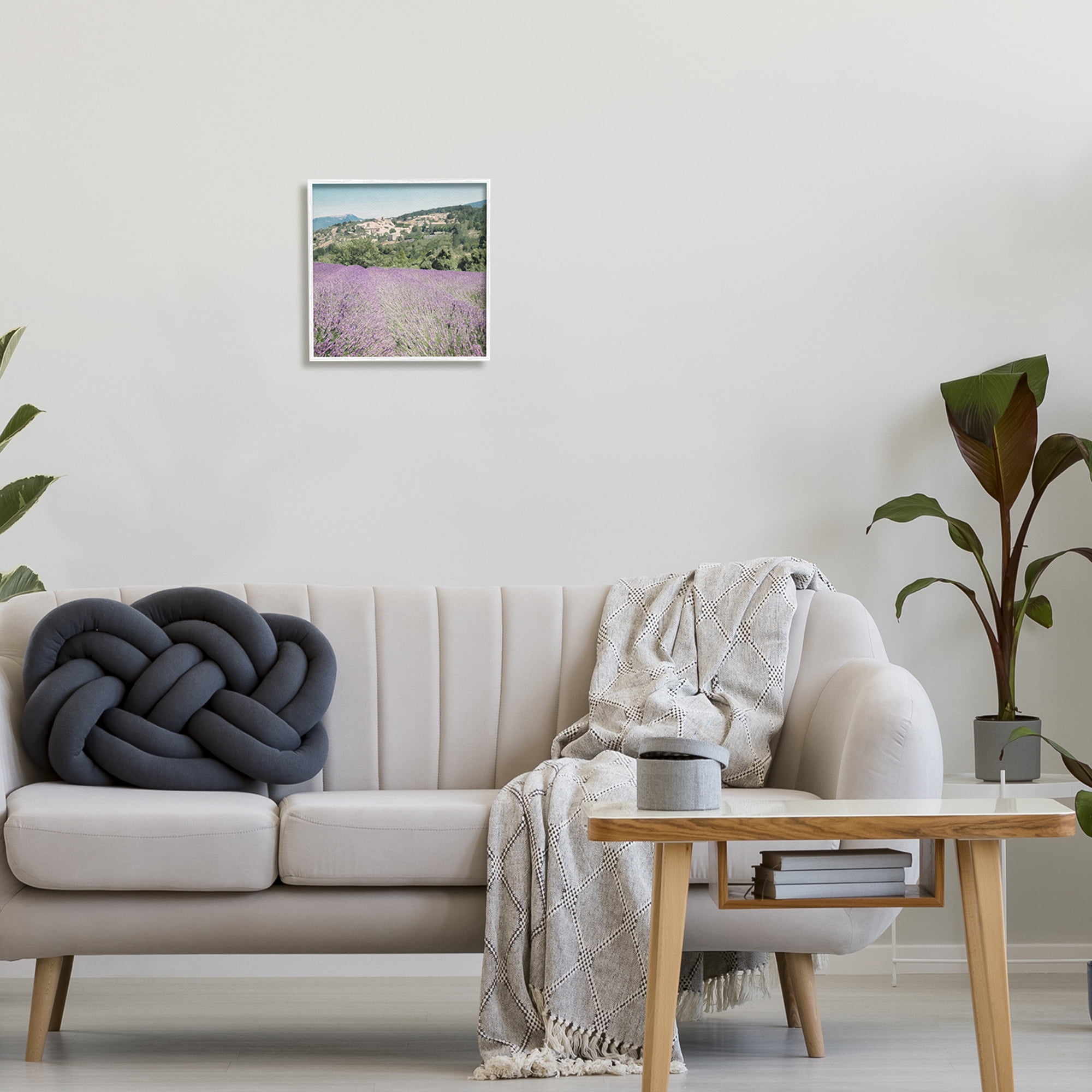 Stupell Industries Lavender Meadow Landscape Nature Painting White Framed Art Print Wall Art, 12 x 12