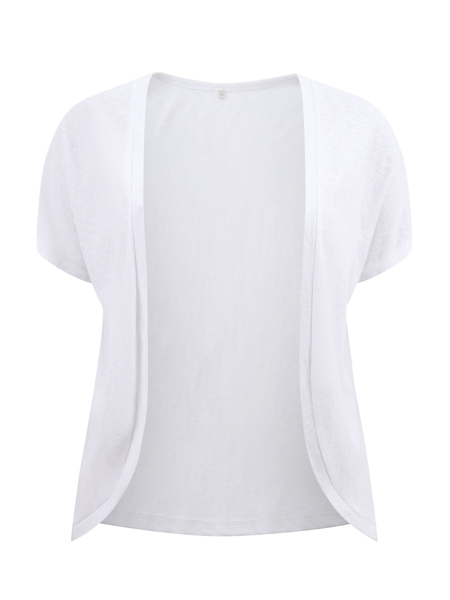 DARING DIVA Women's Plus Open Front Loose Fit Knit Curved Hem Cardigan 1X White