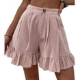 thumbnail image 2 of Pantalones cortos de piernas anchas para mujer, pantalones cortos de verano para mujer, pantalones cortos holgados con botones, pantalones cortos de verano con piernas anchas, valor excepcional, 2 of 6
