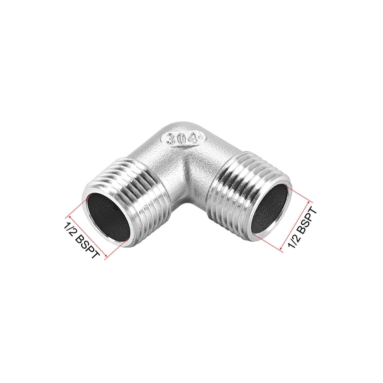 90 Degree Elbow Pipe Fitting - 1/2" NPT Male X 1/2" NPT Male, 304 Stainless Steel