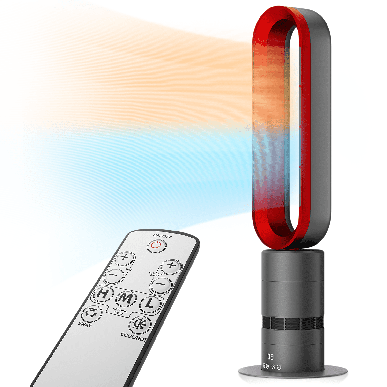 Simple Deluxe 34 Inch Bladeless Tower Fan With Remote – Oscillating, Quiet, With Heater Combo For Bedroom