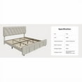 thumbnail image 3 of Bed Frame with Upholstered Headboard, Upholstered Platform Bed Frame with 2 Storage Drawers, Mattress Foundation with Solid Wooden Slats Support, No Box Spring Needed, King/Queen Size, 3 of 9