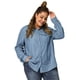 thumbnail image 1 of Camisa de Cambray Agnes Orinda CamiVaqueManLarBolsillo En El Pecho Azul Claro XXL, 1 of 6