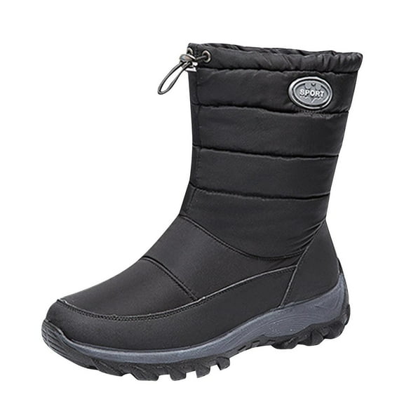 Tao Tao Womens Winter Snow Boots With Warm Lining Comfortable Non Slip Ankle Booties Outdoor Waterproof Hiking Walking Platform Shoes Black 37