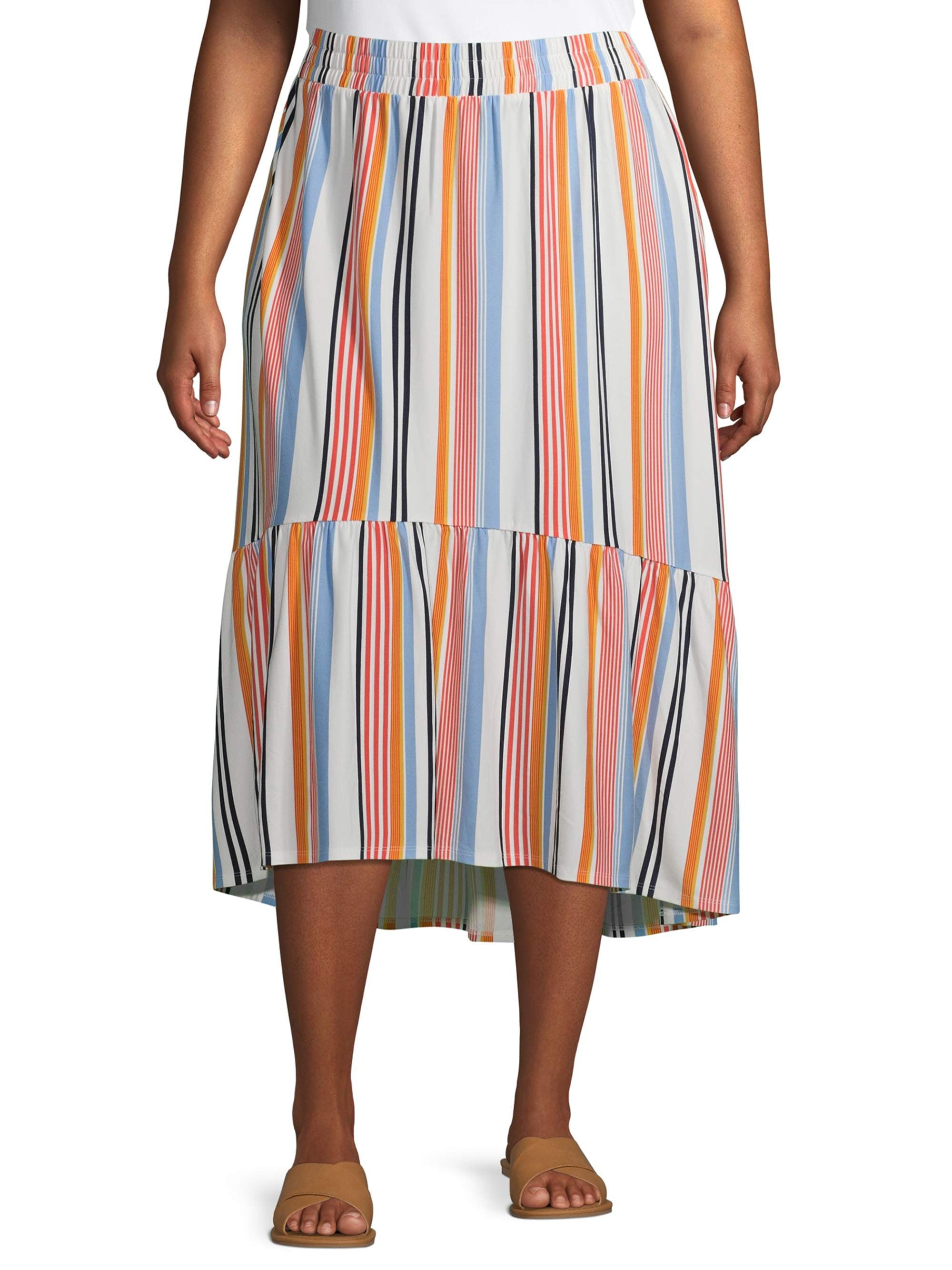 Terra & Sky Women's Plus Size Printed Hi Low Maxi Skirt - Walmart.com