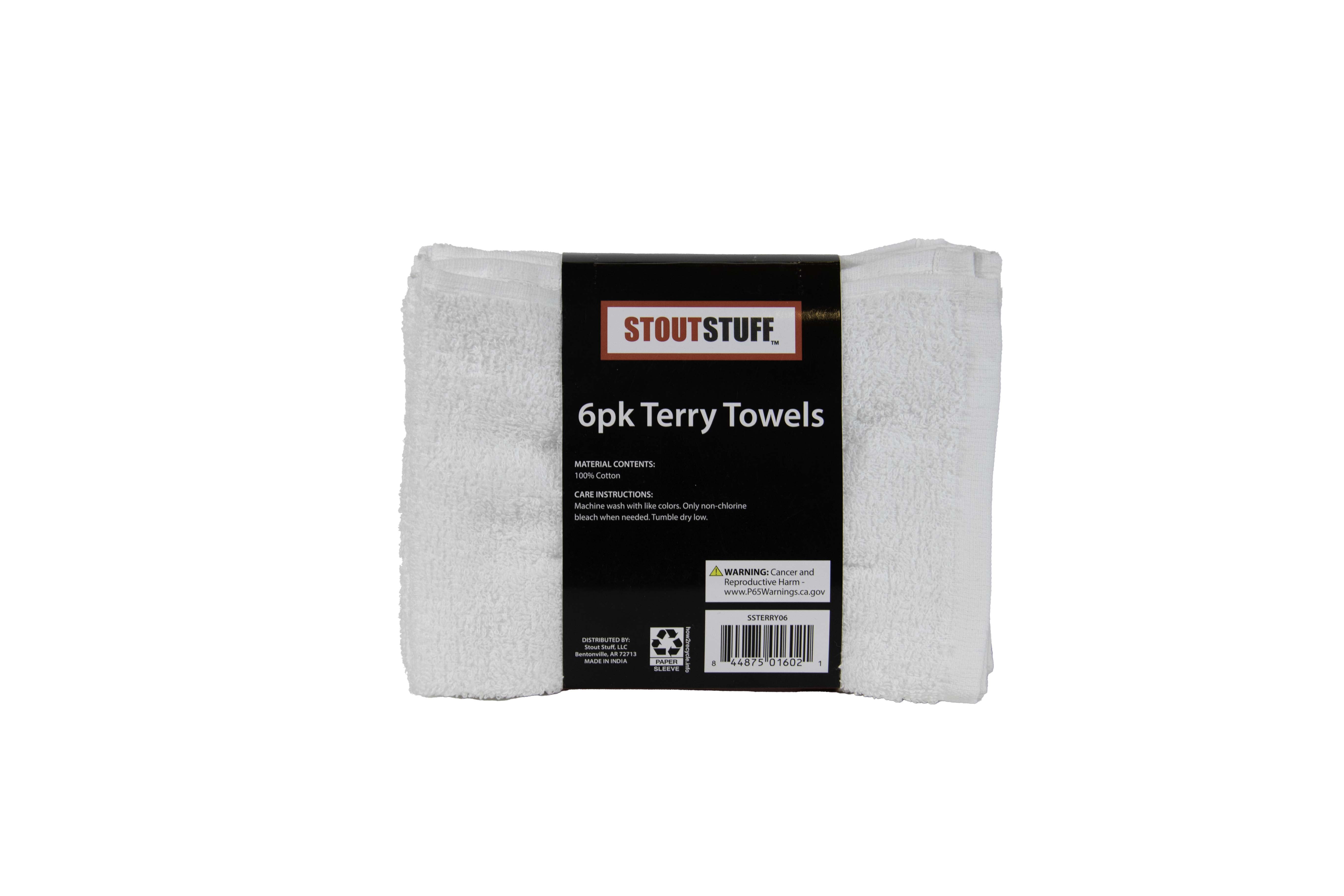 (4 pack) Stout Stuff Cotton Cleaning Terry Towels, 6 Pack