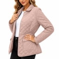 thumbnail image 6 of Manzbdm Women's Diamond‑Quilted Short Jacket, Collared Snap‑Button Waist‑Defined Padded Coat with Pockets, Casual Outerwear for Fall Winter, 6 of 7