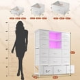 thumbnail image 3 of CHENZM 51" H White Dresser with 15 Drawers Dresser for Bedroom with Charging Station & LED Lights & Hutch Sturdy Bedroom Dressers, Steel Frame, Wood Top, 51.2" H x 39.3" W x 11.8" D, 3 of 10