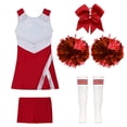 thumbnail image 2 of vastwit Robe de Danse Cheerleading pour Filles Tenue Uniforme de Chef Cheer Costume Fête d'Halloween Déguisement Rouge 4, 2 of 5