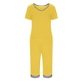 thumbnail image 4 of Dyegold Summer Capris Pj Sets For Women Short Sleeve 2 Piece Pjs V Neck Lounge Sets Tops Capri Pants With Pockets Loungewear, 4 of 8