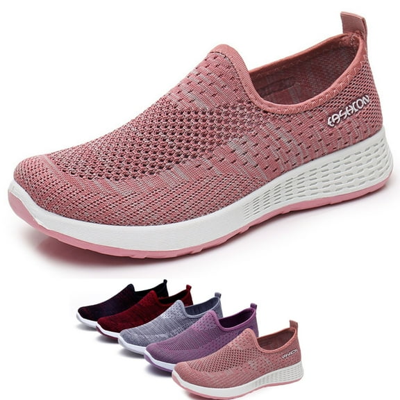 CHICVOMEY Women's Slip-On Walking Shoes Breathable Mesh Sneakers with Non-Slip Cushioned Sole for Travel Work Running Women's Athletic Shoes