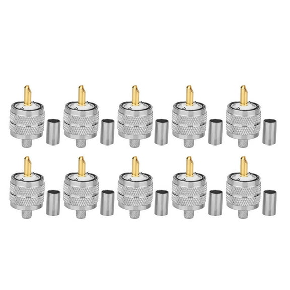 10pcs Plug Crimp-Type UHF PL-259 Male Crimp Connector Adapter for RG142 LMR195 Type Coax Cable