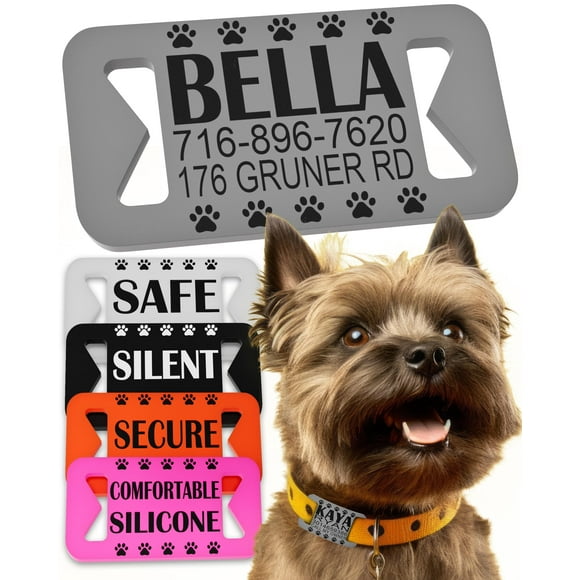 Dog ID Tags Personalized, Silicone Dog Tag Personalized for Pets, Custom Pet Name Tags
