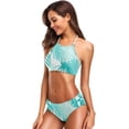 thumbnail image 3 of Dreamtimes Exotic Green Palm Leaves Swimsuits Padded Bikini Sets Sexy Swimwear for Women, Medium, 3 of 7