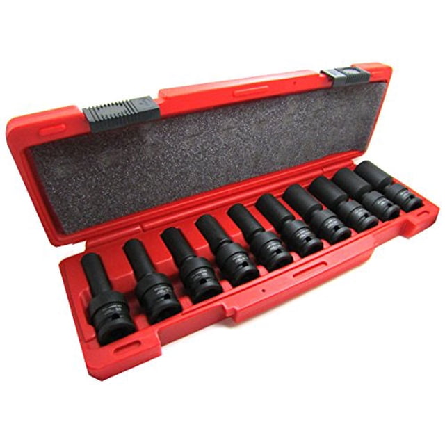 10Pc 1/2" Drive Universal Swivel Deep Impact Socket Set (SAE) PRO Radius Set