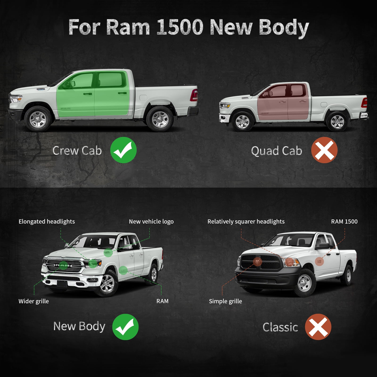 Vijay Running Boards Compatible with 2019-2020-2021-2022-2023-2024-2025-2026 Dodge Ram 1500 Bolt-on Side Steps Rails Steel Nerf Bars