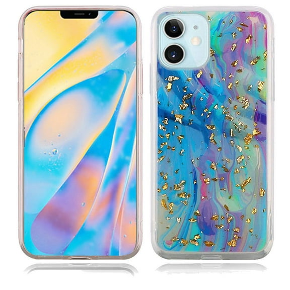 GSA TPU Shiny Glitter Marble Case For iPhone 12 Mini (5.4") Colorful Galaxy