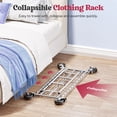 thumbnail image 6 of LZNIOZ 525LB Collapsible Heavy Duty Clothes Rack with Wheels Expandable Rolling Garment Rack for Closet Storage with Mesh Shelf,75"L×70"H×22"W, Sliver, 6 of 8
