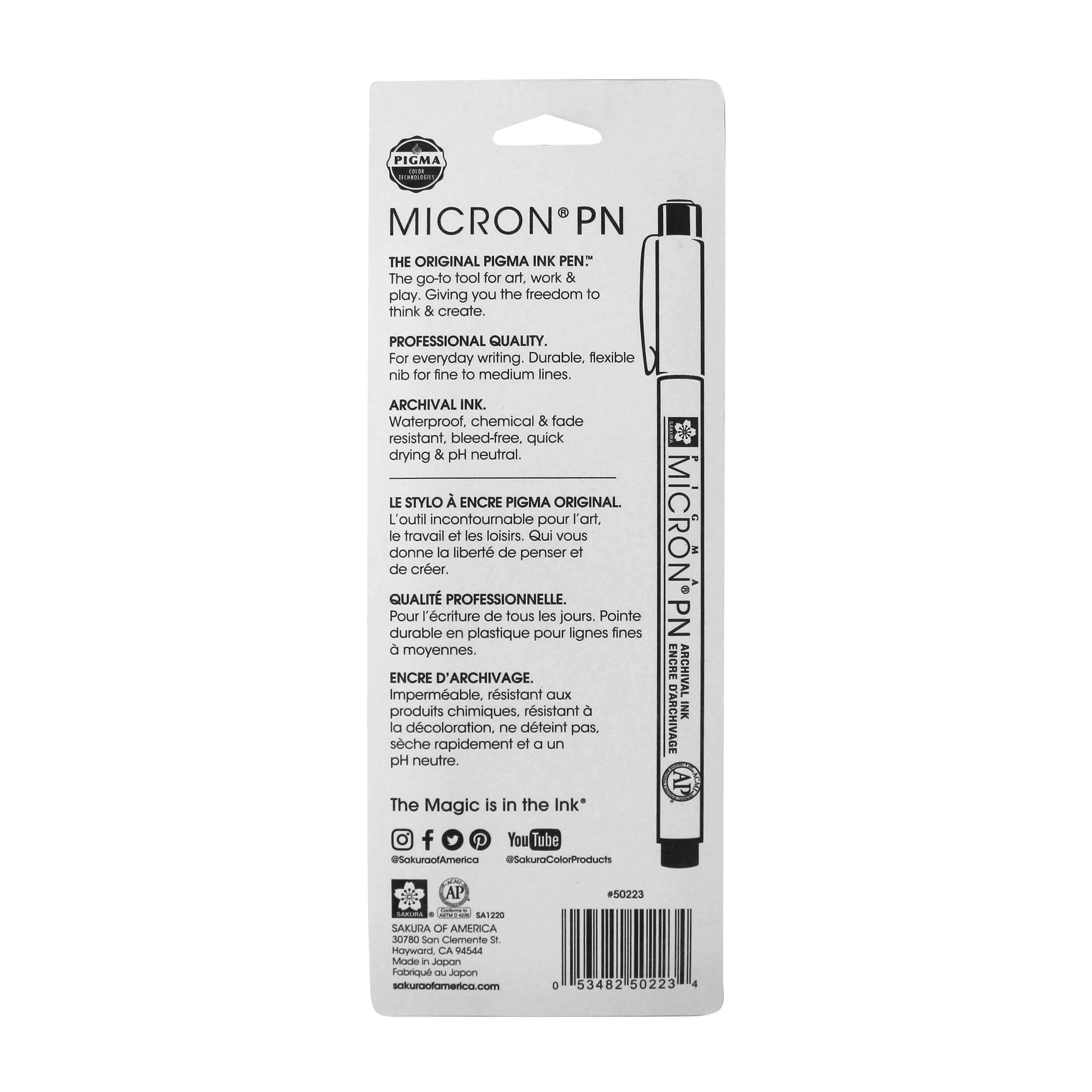  SAKURA Black Pigma Micron PN Pens .45mm 3/Pkg, 3 Count (Pack  of 1), Original Version : Arts, Crafts & Sewing