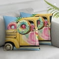 thumbnail image 3 of nygtbtfer Hello Summer Beach Please Decorative Throw Pillow  Set of 2, Sunny Yellow Truck Flip Flops Stripes Cushion Case Decor, Tropical Hawaii Palm Leaves Seasonal Home Decoration White, 3 of 7