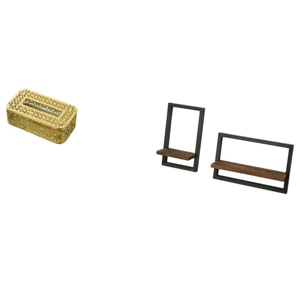Caja De Pañuelos Para Baño, Soporte Para Papel Higiénico Y Estantes Flotantes, Estantes De Pared De Madera, Decoración De Pared Moderna, Juego De Estantes De Exhibición Para El Hogar Y El
