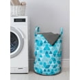 thumbnail image 3 of Blue Laundry Bag, Geometric Pattern with Triangles in Oceanic Winter Colors Abstract Mosaic, Basket with Handles Drawstring Closure for Laundromats, 13" x 19", Blue Sky Blue Pale Blue, by Ambesonne, 3 of 4