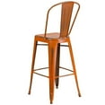 thumbnail image 4 of Home Square 30" Metal Curved Slat Back Bar Stool in Distressed Orange - Set of 3, 4 of 5