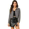 thumbnail image 1 of INSPIRE CHIC Women's Button Down Long Sleeves Cropped Denim Jacket, 1 of 6