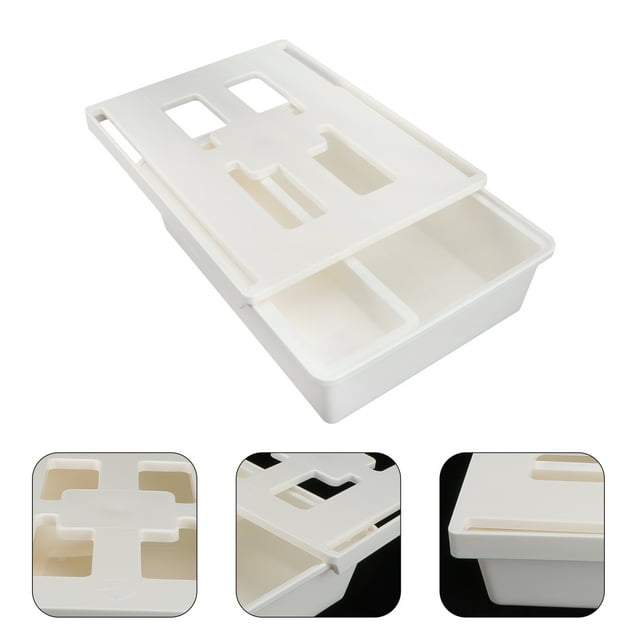 Desk Bottom Storage Box 1Pc Hidden Desk Bottom Storage Box Office Table Bottom Organizer Sundries Stationery Holder Creative Drawer Under Table with Cover (White Size M)