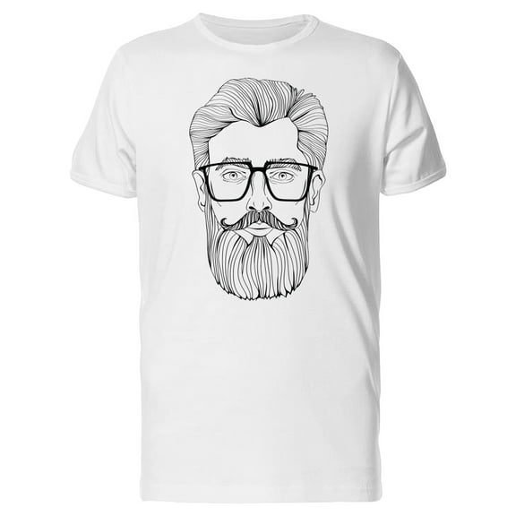 Bearded Man B&W T-Shirt Men -Image by Shutterstock, Male Large