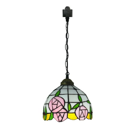 

Kiven H-Type Track Lighting 1-Light Tiffany Halo Track Pendant Light with Glassl Lampshade Track Light Pedant for Bedroom Kitchen Island Home Cafe Cord length 39.4