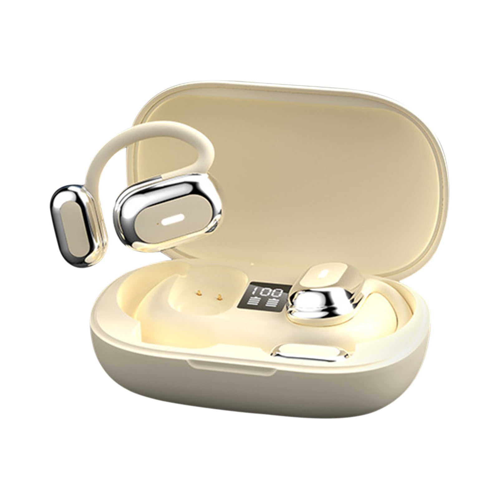 Open Ear AC210 Headphones, Bluetooth 5.4 Earphones Stereo Sound, Wireless Headphones 30 Hours Playback, Type-C Charging, IPX5 Waterproof Open Ear Earbuds(Beige)